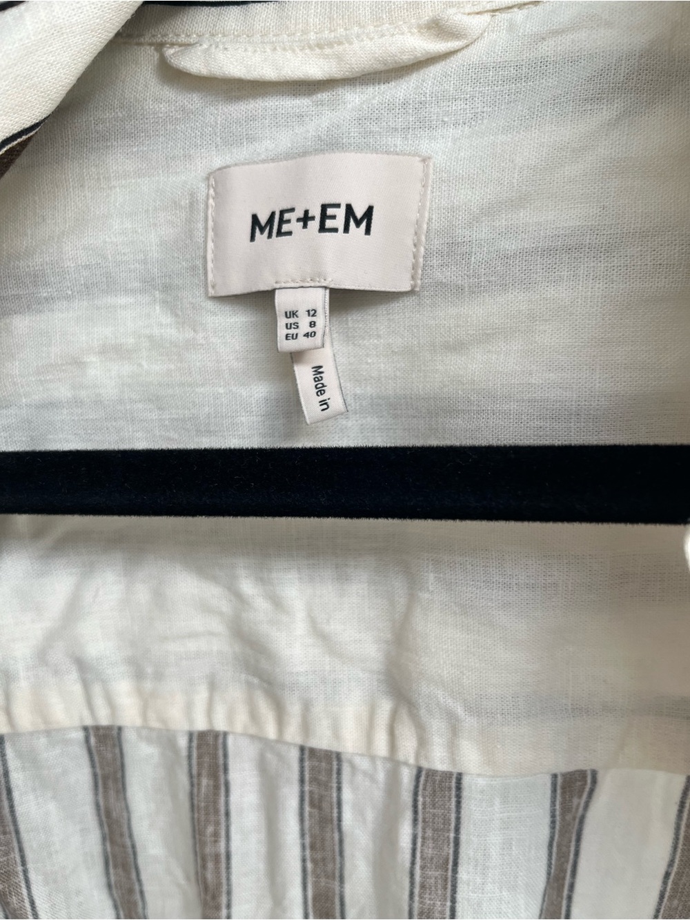 ME+EM Ivory Linen Shirt Dress with Brown Stripes - Picture 2 of 8